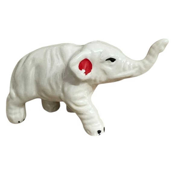 Rescue Vintage Ceramic Elephant Figurine With Red‎ & Black Details - Picture 5 of 10